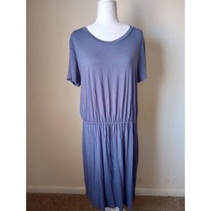 Simier Fariry Women's XL Cap Sleeve Round Neck Periwinkle Stretch Waist Dress